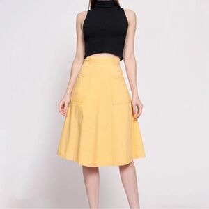 Vintage 70s Appraisal canary yellow fluted skirt size 12